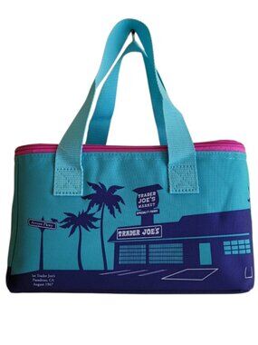 Trader Joe’s Mini Insulated Cooler Bag Pasadena Palm Tree Turquoise Summer